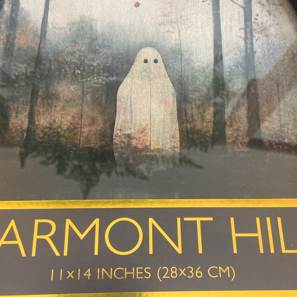 New Marmont Hill Viral Tik Tok Ghost Halloween Wall Art Black Gold Frame Hanging - Picture 2 of 5